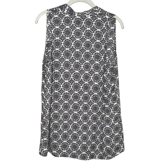 Theory Black White Print Silk Hylin Tank Size Large V Neck Career Wear - Picture 2 of 6